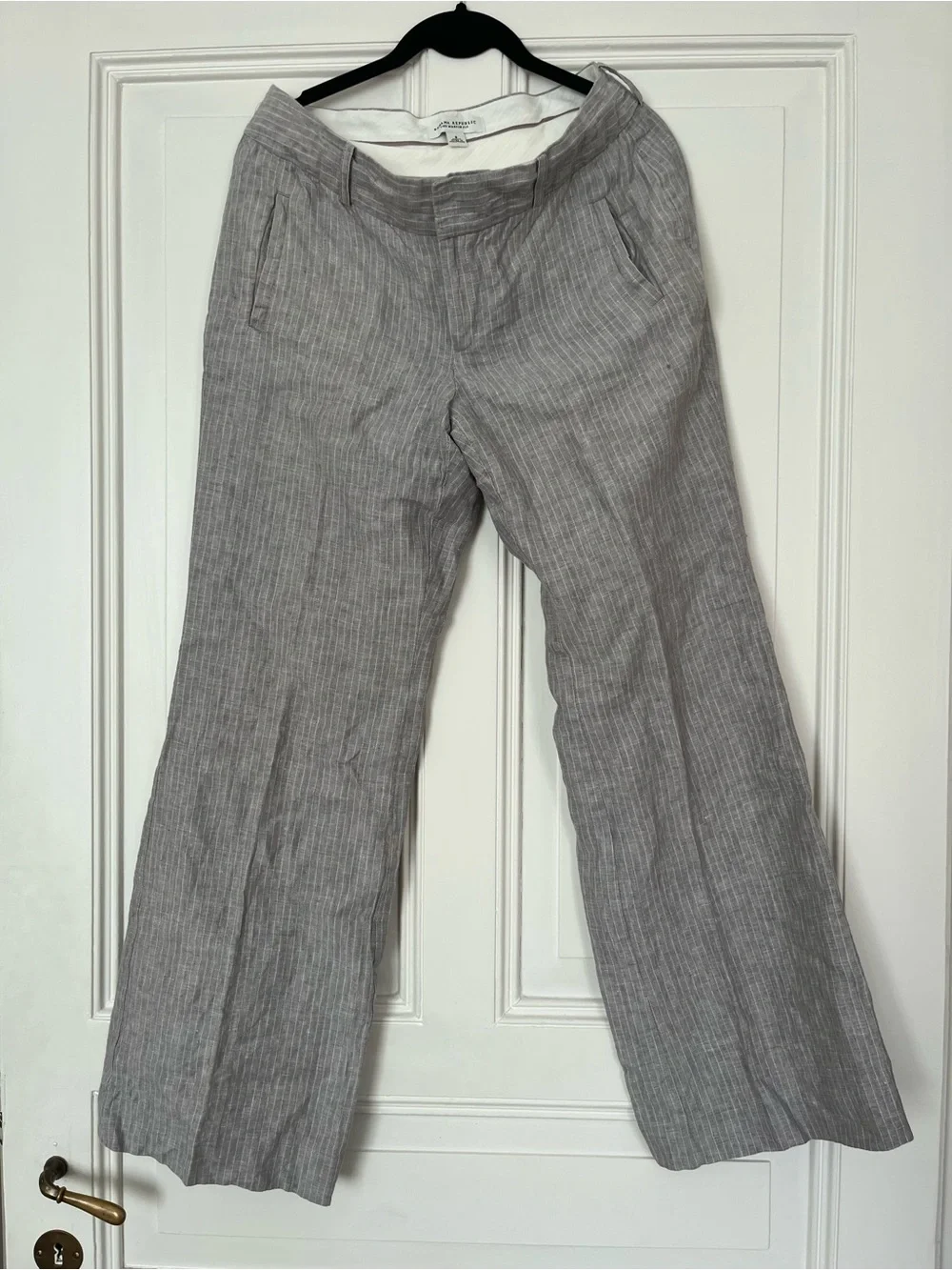 Banana Republic Grey Linen Martin Fit Wide Pants Trousers
